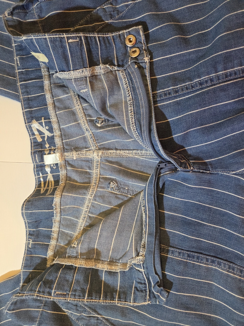 Seven7 Blue and White Pinstripe Wide-Leg Pants - Picture 10 of 11